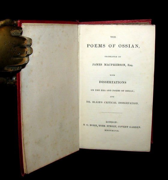 1847 Rare Victorian Book - The POEMS of OSSIAN by James Macpherson & dissertation of the Era.