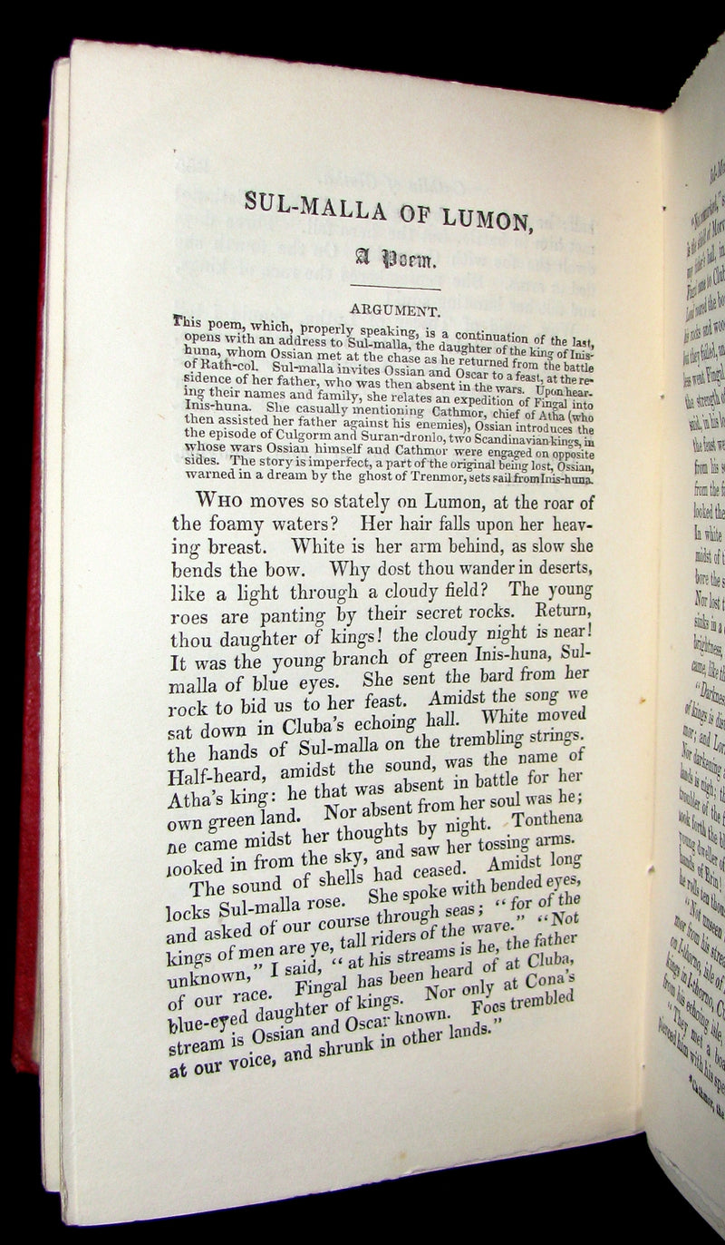 1847 Rare Victorian Book - The POEMS of OSSIAN by James Macpherson & dissertation of the Era.