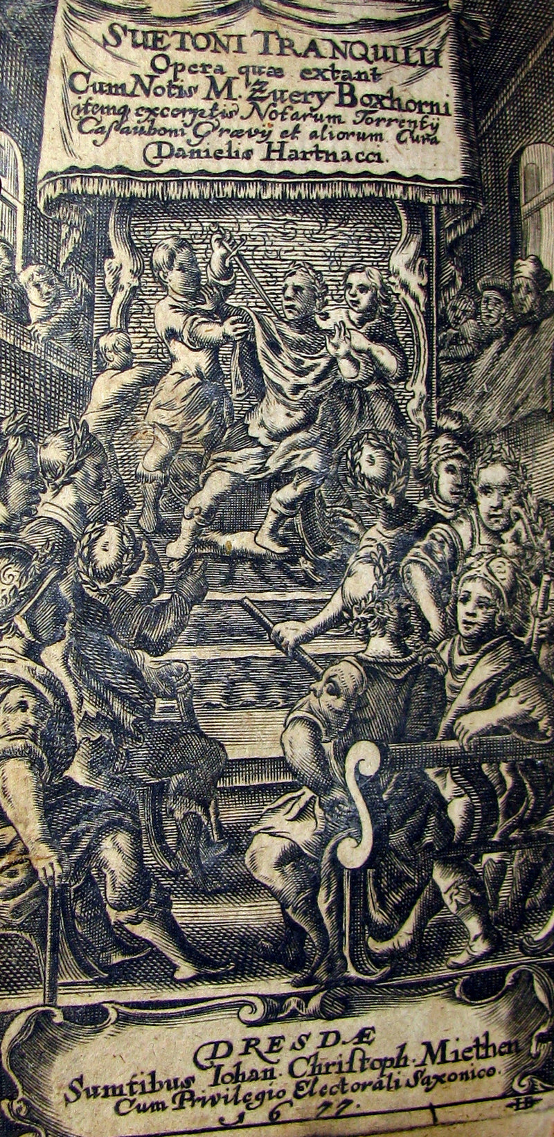 1677 Rare Latin Book - The Lives of the Twelve Caesars by Suetonius - CAESARUM XII VITAE