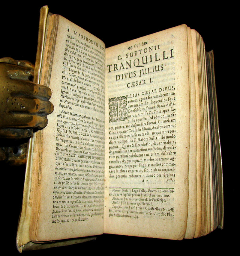 1677 Rare Latin Book - The Lives of the Twelve Caesars by Suetonius - CAESARUM XII VITAE