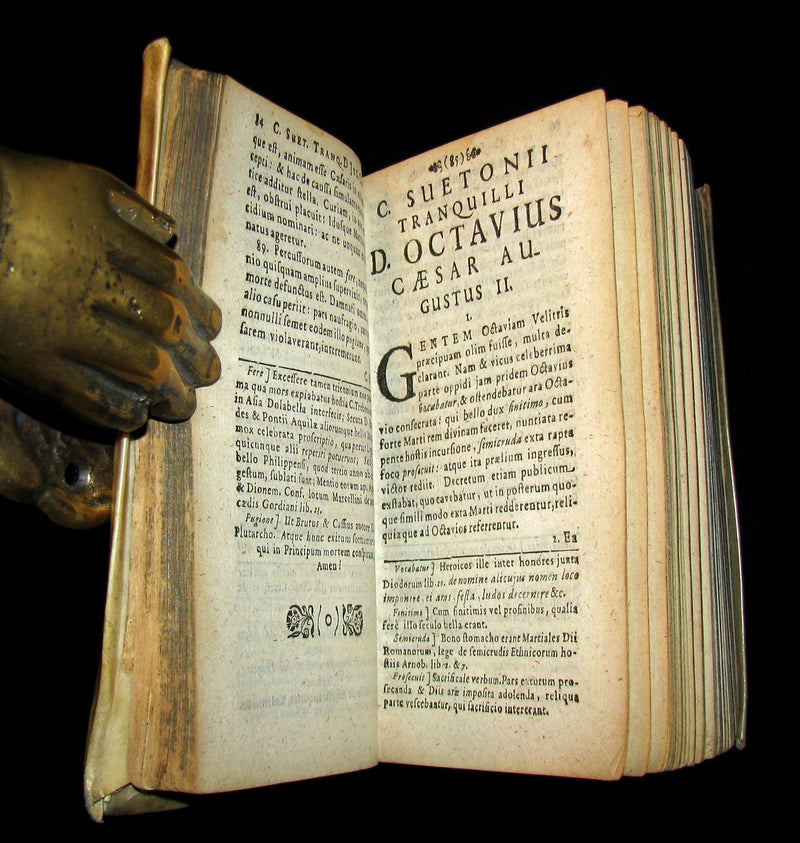 1677 Rare Latin Book - The Lives of the Twelve Caesars by Suetonius - CAESARUM XII VITAE