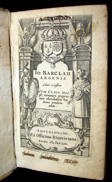 1659 Rare Latin Vellum Book - Io. Barclaii ARGENIS. Editio novissima. Elzevir.