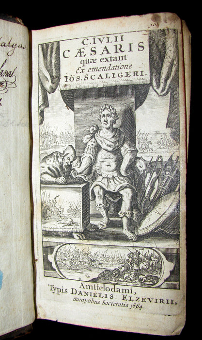 1664 Rare Latin Book - Works of Julius Caesar, The Gallic War, Civil War, ... with MAPS