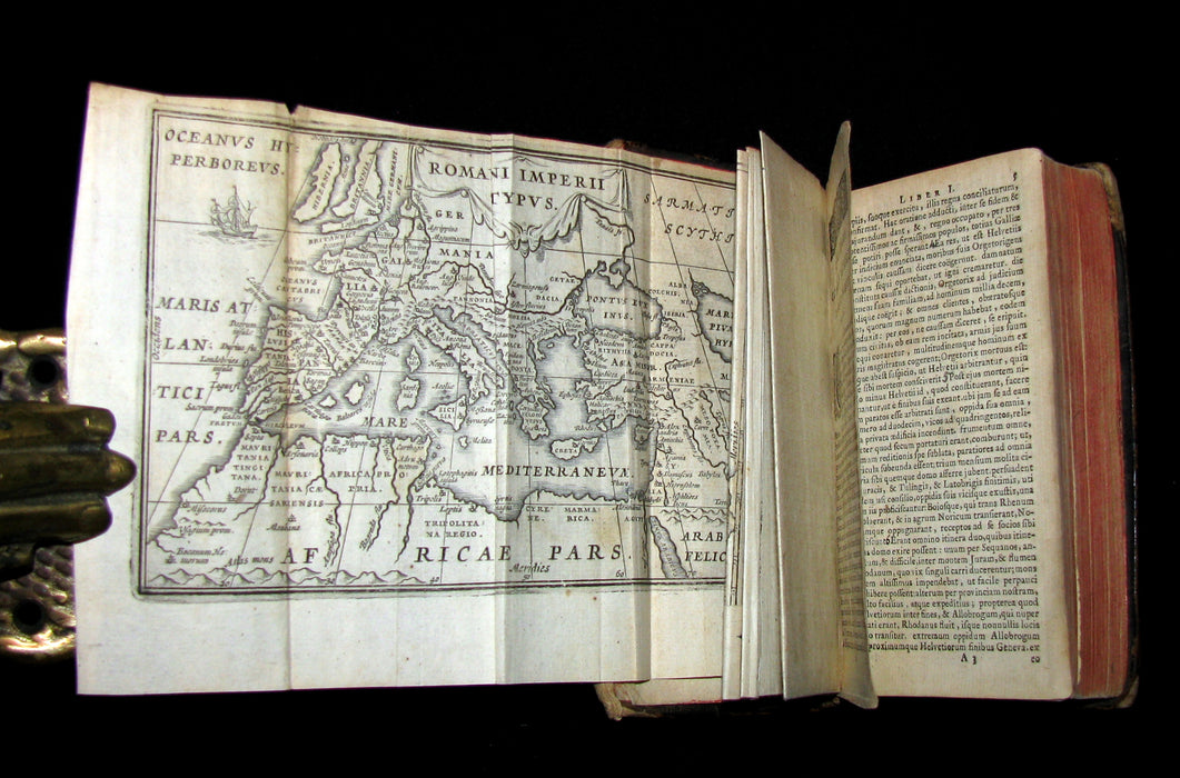 1664 Rare Latin Book - Works of Julius Caesar, The Gallic War, Civil War, ... with MAPS