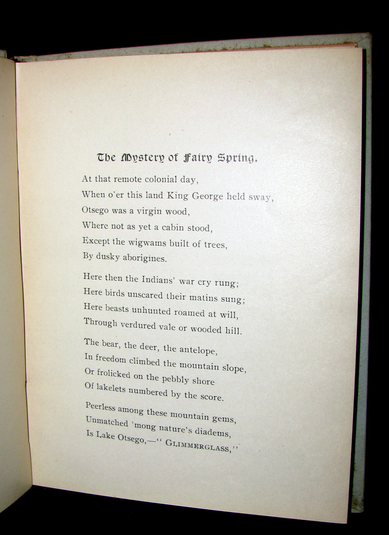 1899 Scarce Book - MYSTERY OF FAIRY SPRING -  A Tale of Otsego Lake by James Pitcher