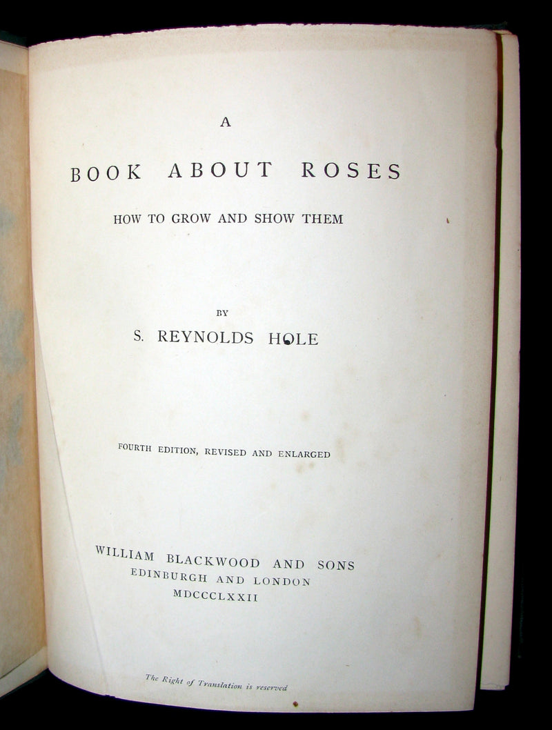 1872 Rare Victorian Gardening Book -  A book about Roses : How to grow and show them