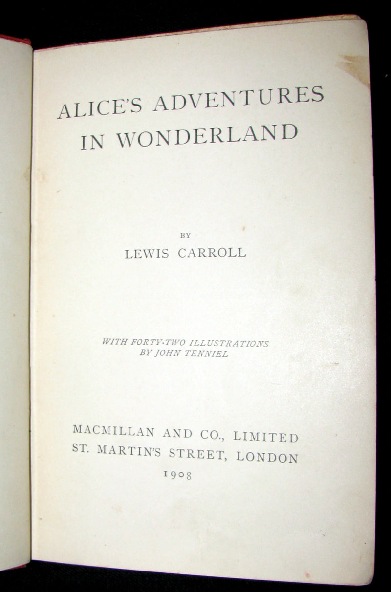 1908 Scarce "Miniature Edition" - Alice's Adventures in Wonderland by Lewis Carroll.