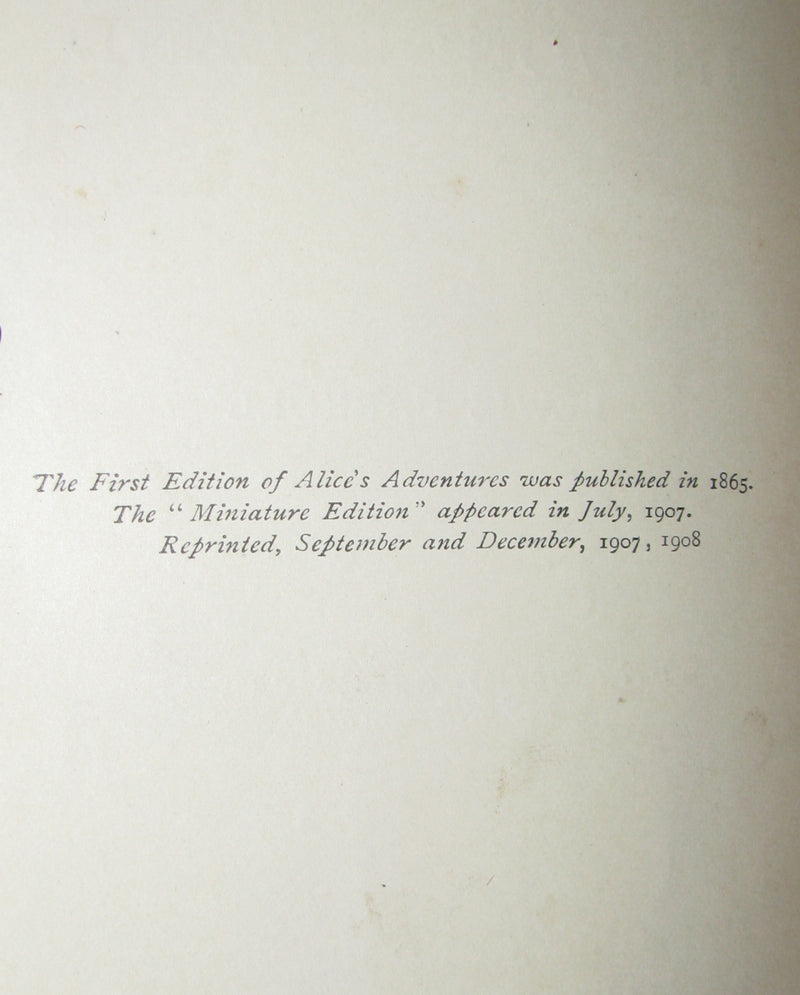 1908 Scarce "Miniature Edition" - Alice's Adventures in Wonderland by Lewis Carroll.
