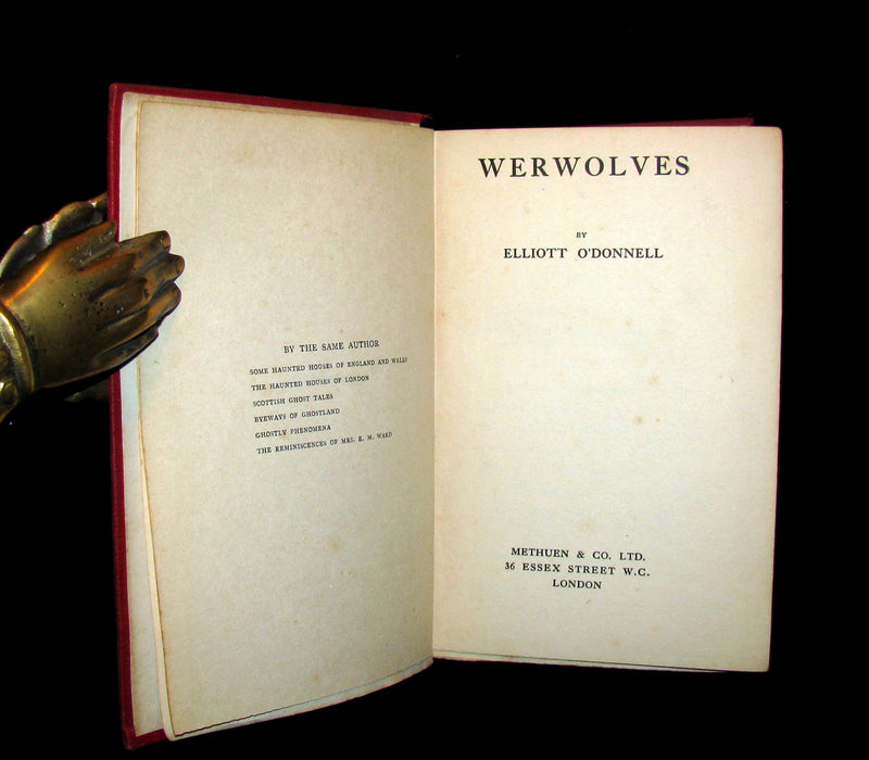 1912 Rare 1st Edition Book on Werewolves - WERWOLVES by Elliott O'Donnell