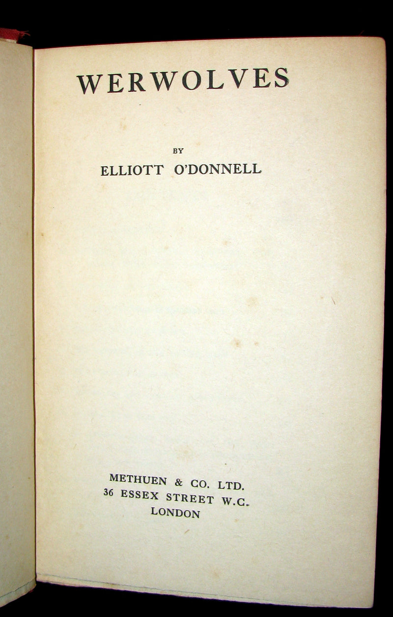 1912 Rare 1st Edition Book on Werewolves - WERWOLVES by Elliott O'Donnell