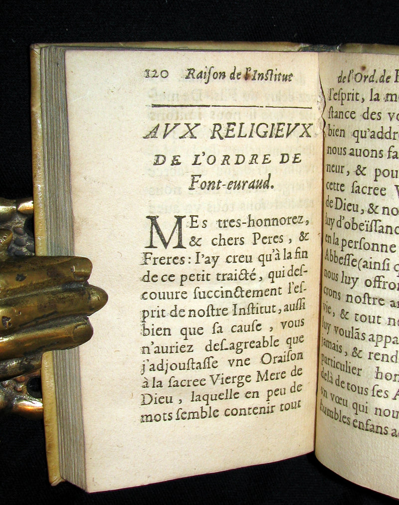 1623 Scarce French Vellum Book - Raison de l'Institut de l'Ordre de Font-Evraud (FONTEVRAUD)