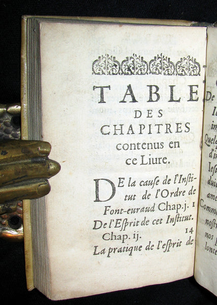 1623 Scarce French Vellum Book - Raison de l'Institut de l'Ordre de Font-Evraud (FONTEVRAUD)