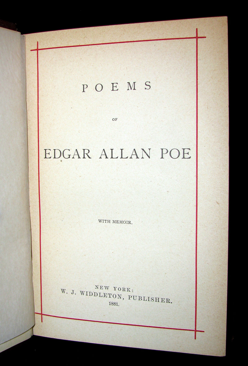 1881 Rare Victorian Book - Poems of Edgar Allan POE (The Raven, Lenore, Ulalume, ...)