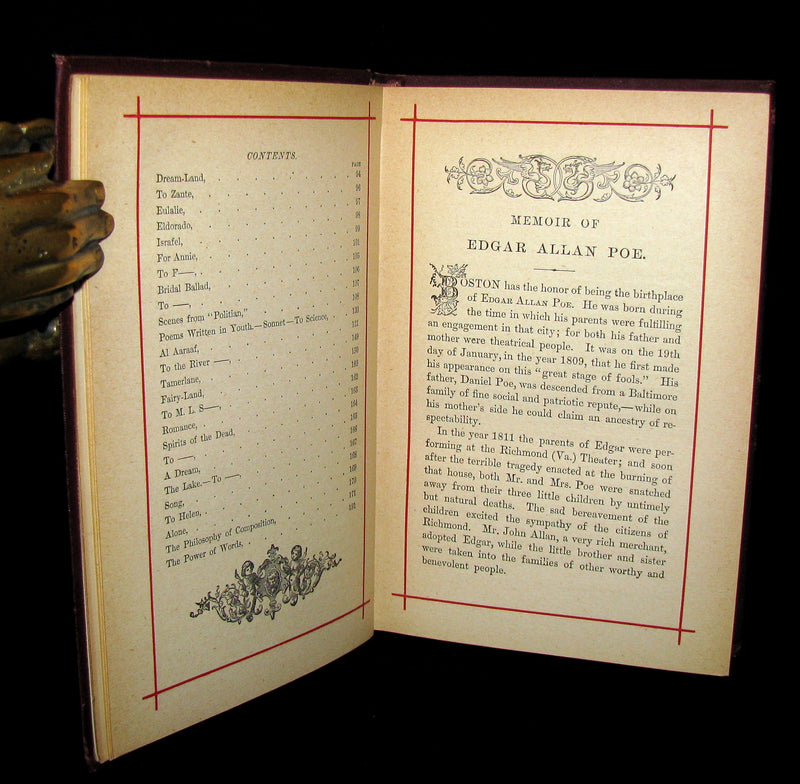 1881 Rare Victorian Book - Poems of Edgar Allan POE (The Raven, Lenore, Ulalume, ...)