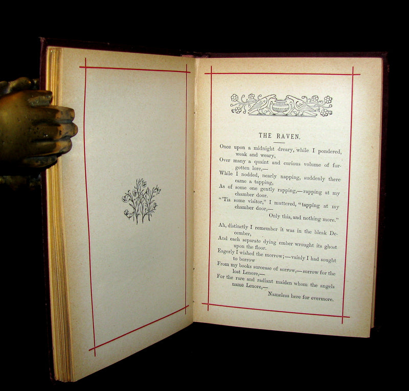 1881 Rare Victorian Book - Poems of Edgar Allan POE (The Raven, Lenore, Ulalume, ...)