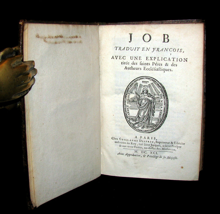 1691 Rare Latin French Book Bible - BOOK of JOB by Isaac-Louis Le Maistre de Sacy