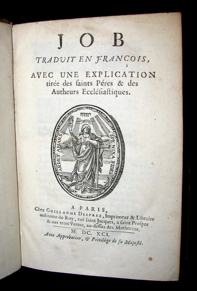 1691 Rare Latin French Book Bible - BOOK of JOB by Isaac-Louis Le Maistre de Sacy