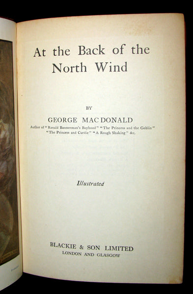 1930 Rare Book - AT THE BACK OF THE NORTH WIND by George MacDonald.