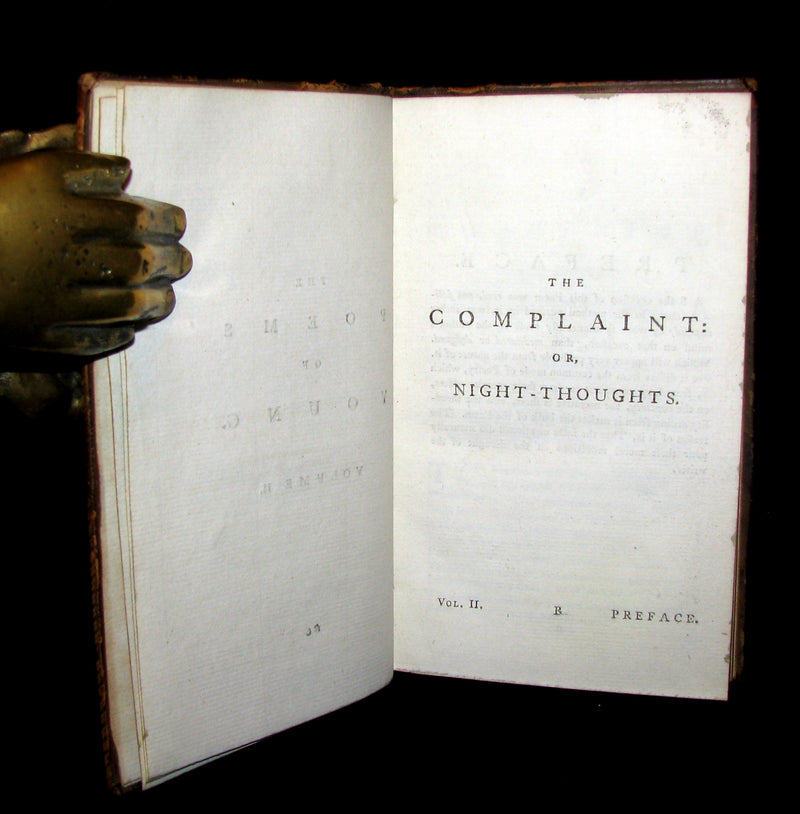 1779 Rare Book set ~ Poems of Edward Young. The Complaint: or, Night-Thoughts.