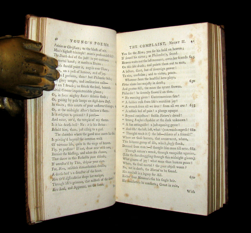 1779 Rare Book set ~ Poems of Edward Young. The Complaint: or, Night-Thoughts.