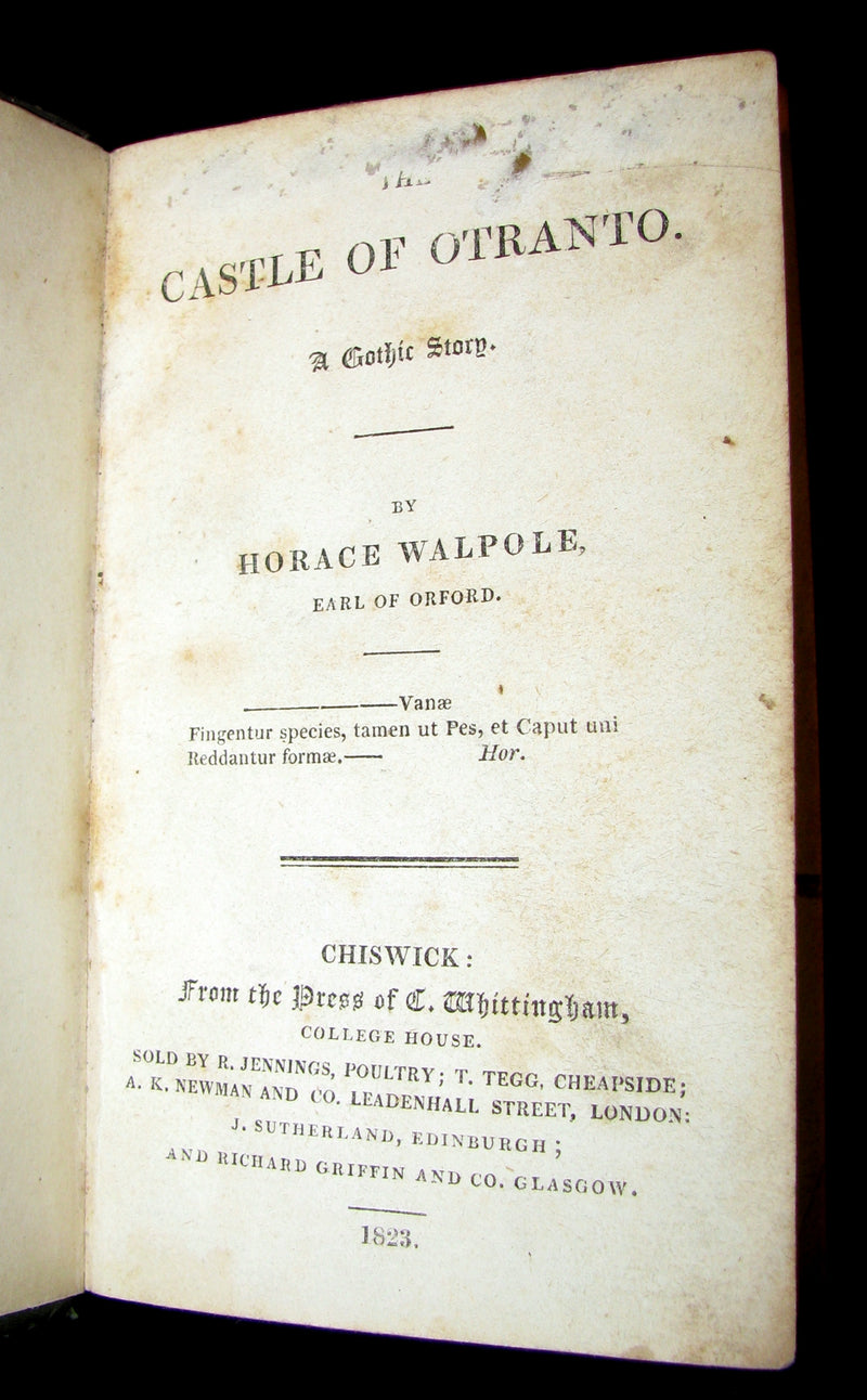 1823 Scarce edition Gothic Book - The Castle of Otranto, a Gothic Story by Horace Walpole