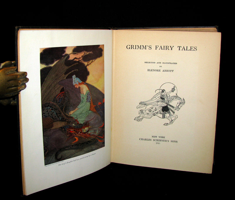 1933 Rare Book ~ Grimm's Fairy Tales Selected and Illustrated by Elenore Abbott.