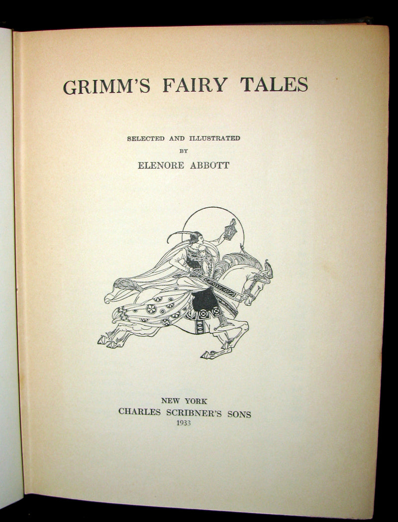1933 Rare Book ~ Grimm's Fairy Tales Selected and Illustrated by Elenore Abbott.