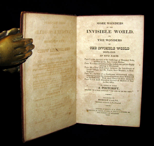 1823 Scarce Book - SALEM WITCHCRAFT - Wonders of the Invisible World by Robert Calef