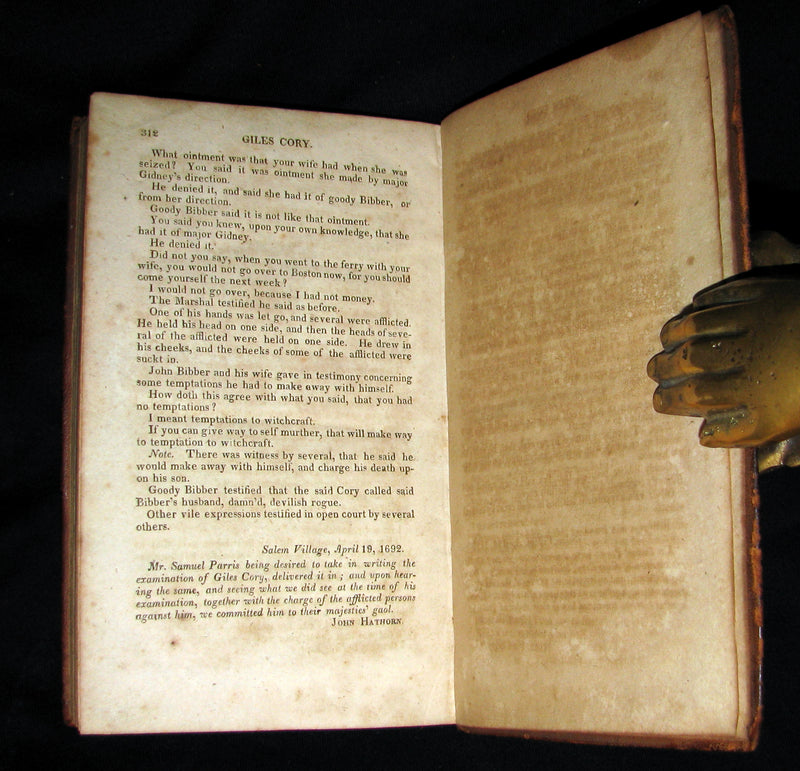 1823 Scarce Book - SALEM WITCHCRAFT - Wonders of the Invisible World by Robert Calef.