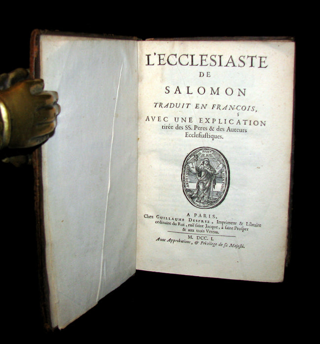 1701 Rare Latin French Book Bible - ECCLESIASTES of King Solomon by Le Maistre de Sacy