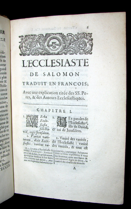 1701 Rare Latin French Book Bible - ECCLESIASTES of King Solomon by Le Maistre de Sacy