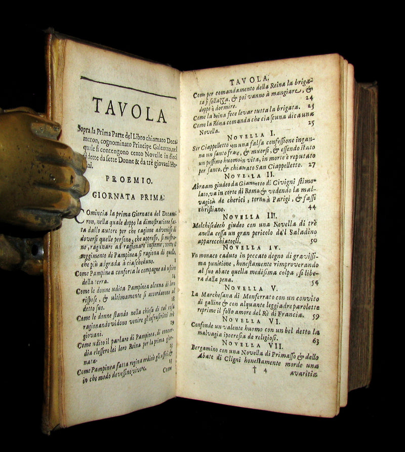 1679 Rare Italian Vellum Book - The Decameron of Giovanni Boccaccio - Il Decameron