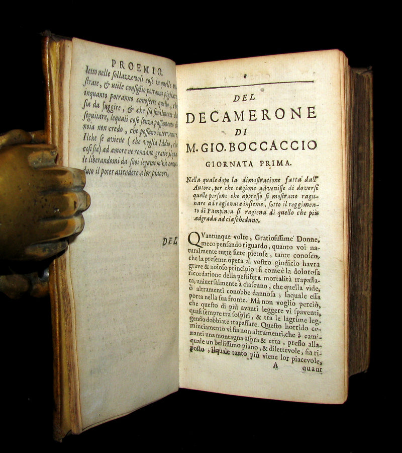1679 Rare Italian Vellum Book - The Decameron of Giovanni Boccaccio - Il Decameron