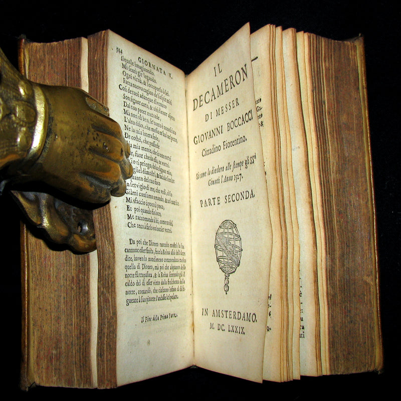 1679 Rare Italian Vellum Book - The Decameron of Giovanni Boccaccio - Il Decameron