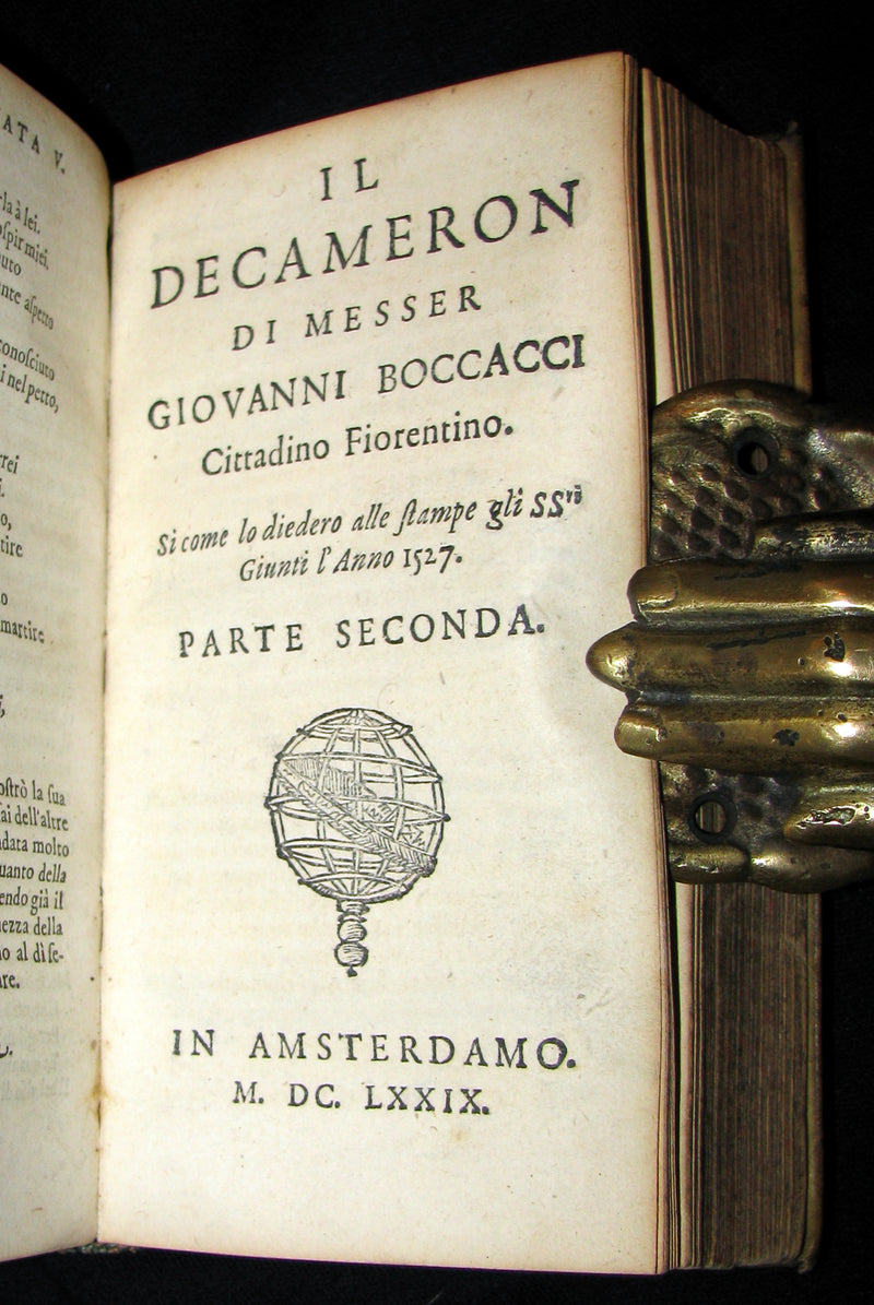 1679 Rare Italian Vellum Book - The Decameron of Giovanni Boccaccio - Il Decameron