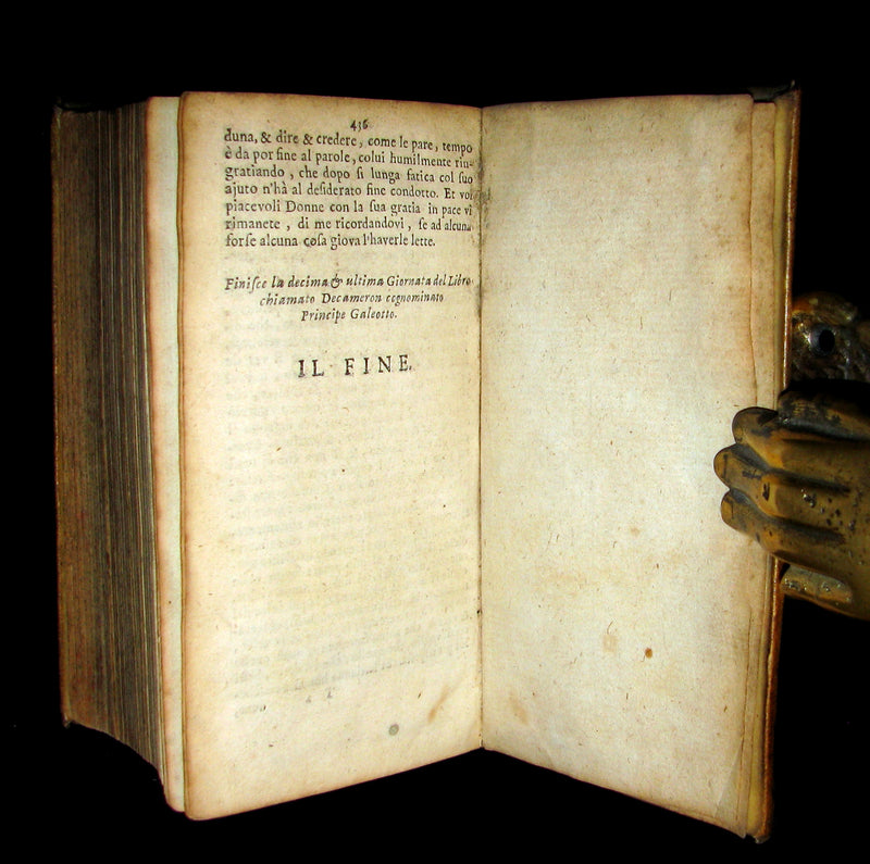 1679 Rare Italian Vellum Book - The Decameron of Giovanni Boccaccio - Il Decameron