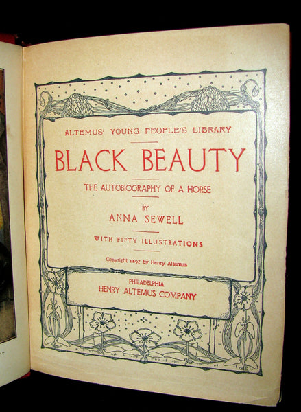 1900 Rare Book - BLACK BEAUTY, the Autobiography of a Horse by Anna Sewell.
