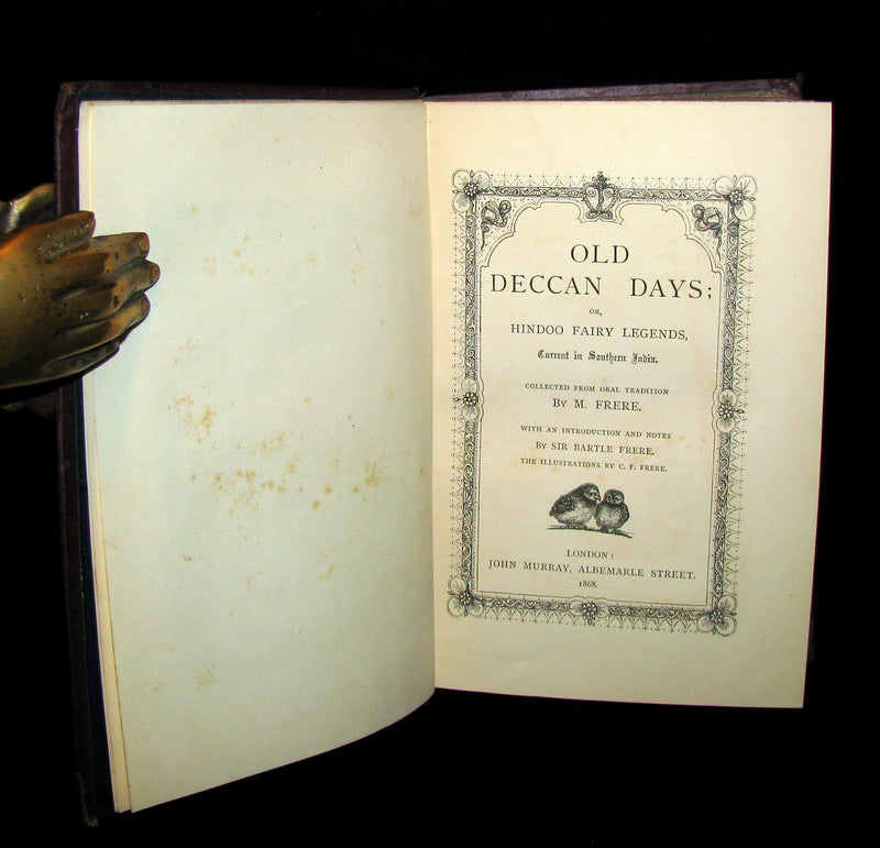 1868 First Edition Book - Old Deccan Days - Hindoo Fairy Tales / Legends - Southern India