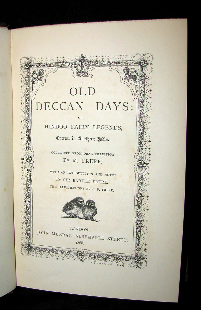 1868 First Edition Book - Old Deccan Days - Hindoo Fairy Tales / Legends - Southern India
