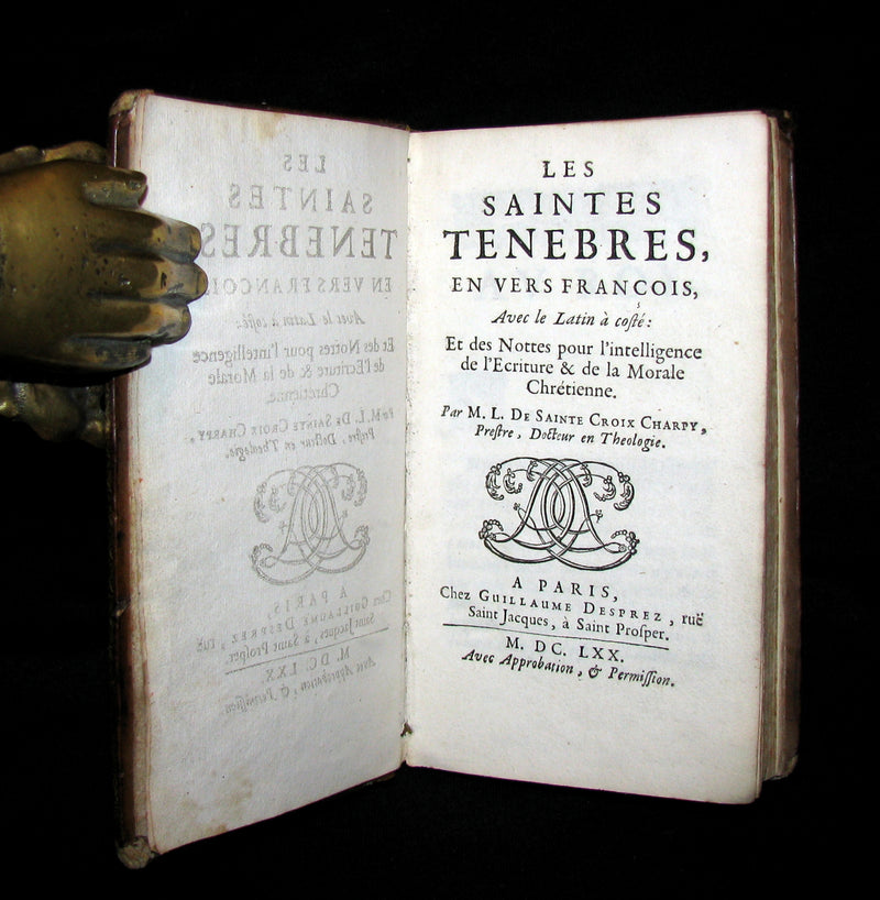 1670 Rare Latin French 1stED  Book - The HOLY DARKNESS - Les Saintes Ténèbres by Louis Charpy de Sainte-Croix