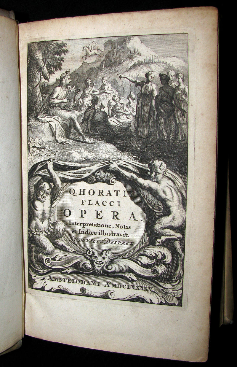 1695 Rare Latin Vellum Book - Complete Works of HORACE - Q. Horatii Flacci Opera.