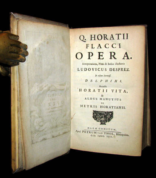 1695 Rare Latin Vellum Book - Complete Works of HORACE - Q. Horatii Flacci Opera.