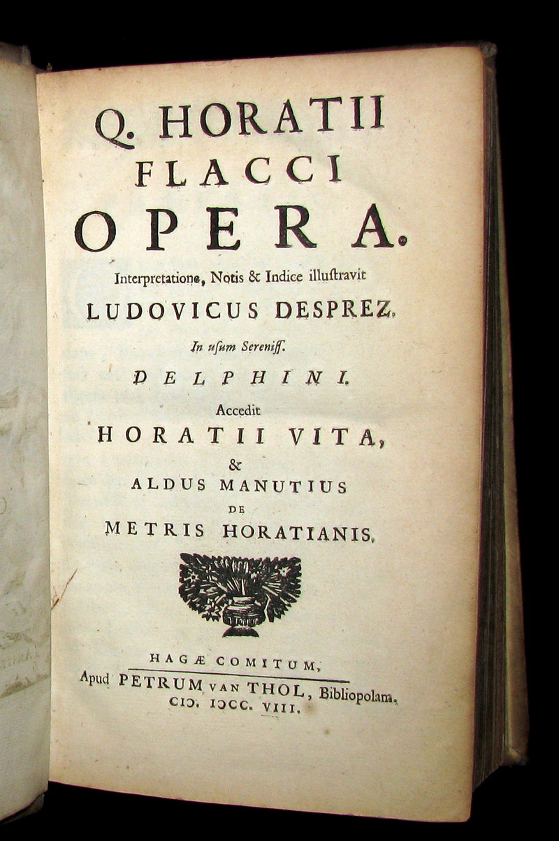 1695 Rare Latin Vellum Book - Complete Works of HORACE - Q. Horatii Flacci Opera.