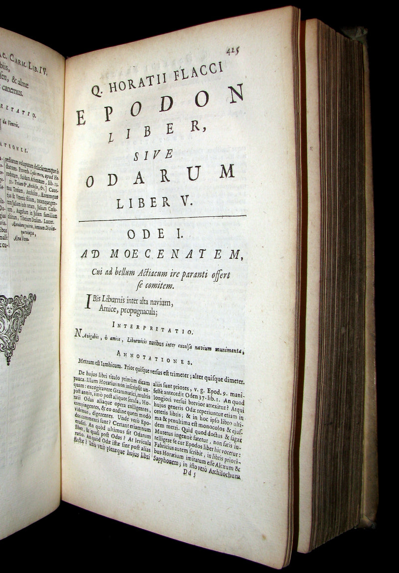 1695 Rare Latin Vellum Book - Complete Works of HORACE - Q. Horatii Flacci Opera.