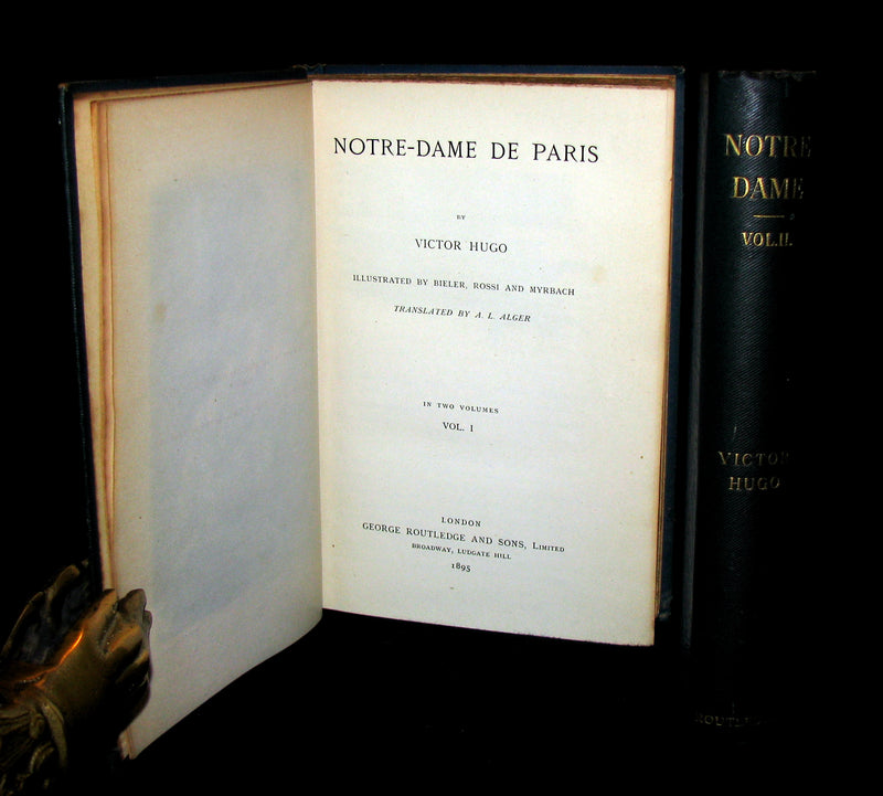 1895 Rare Book set - Notre-Dame de Paris - The Hunchback of Notre-Dame by Victor Hugo. Gothic.