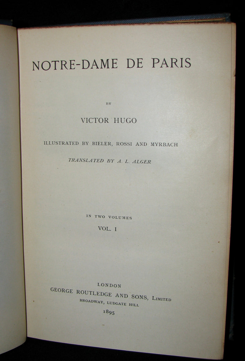1895 Rare Book set - Notre-Dame de Paris - The Hunchback of Notre-Dame by Victor Hugo. Gothic.