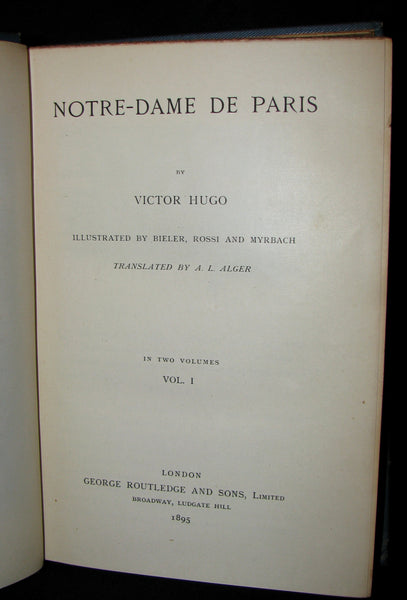 1895 Rare Book set -  Notre-Dame de Paris - The Hunchback of Notre-Dame by Victor Hugo. Gothic.