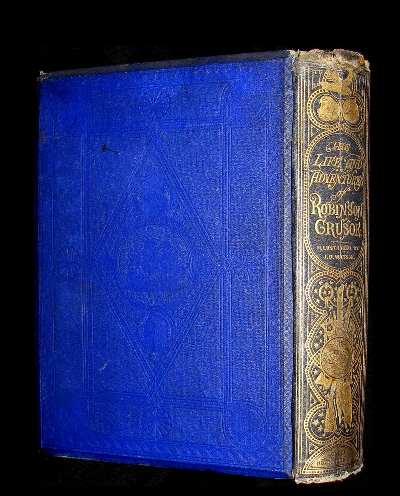 1869 Rare Victorian Book - THE LIFE & ADVENTURES OF ROBINSON CRUSOE illustrated.