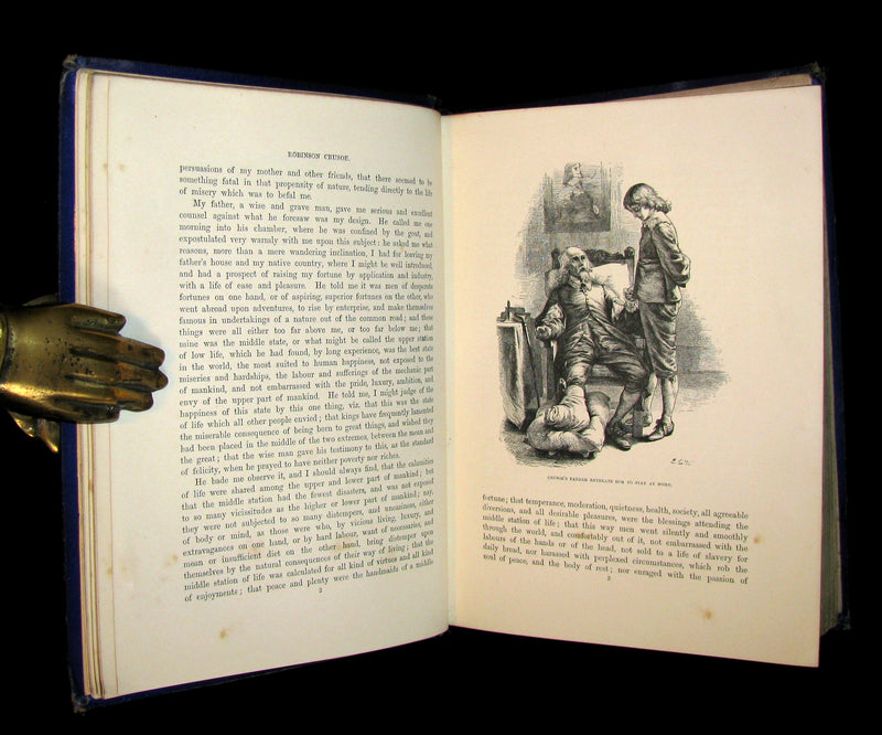 1869 Rare Victorian Book - THE LIFE & ADVENTURES OF ROBINSON CRUSOE illustrated.