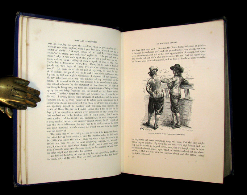 1869 Rare Victorian Book - THE LIFE & ADVENTURES OF ROBINSON CRUSOE illustrated.